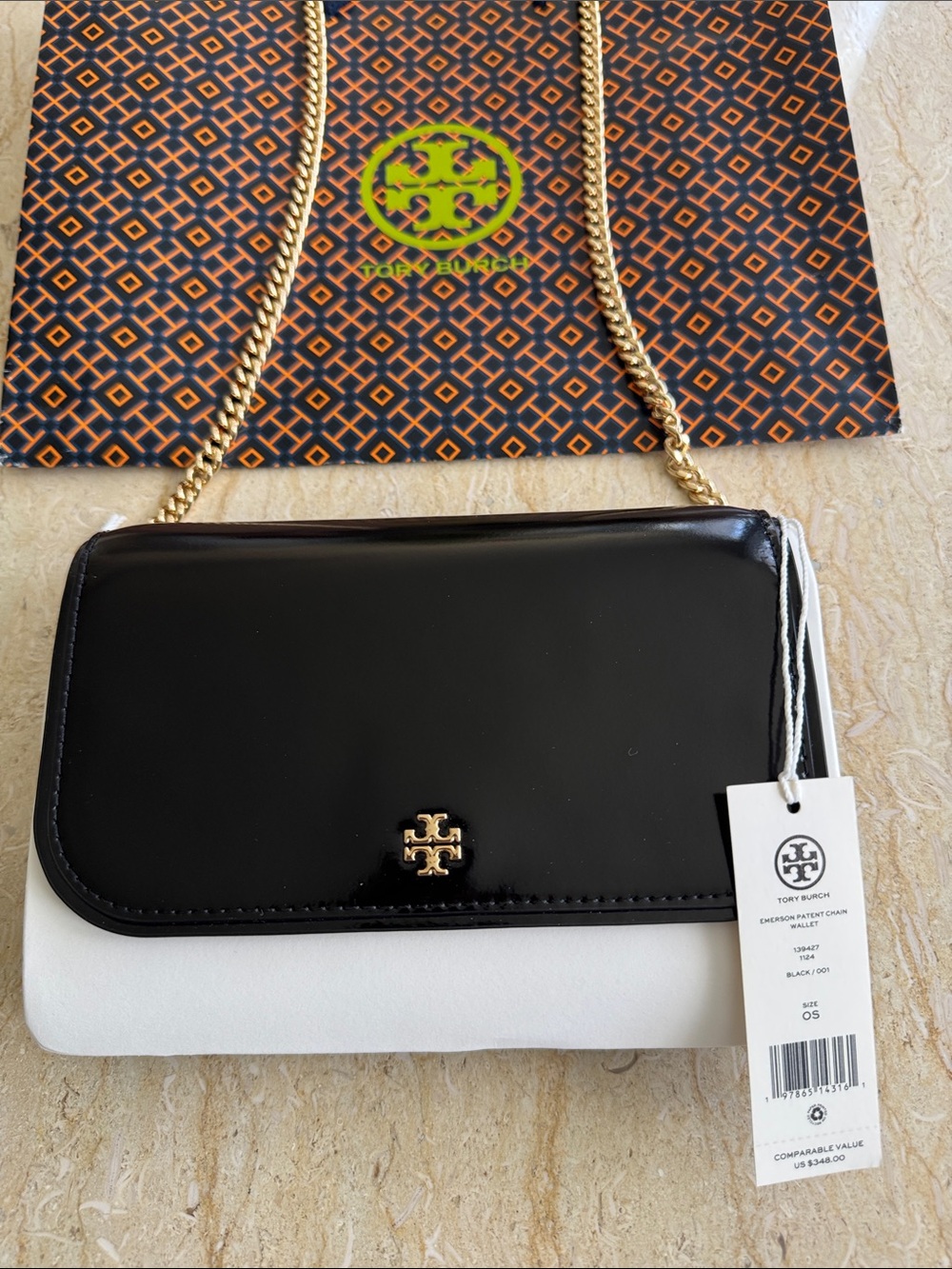 NWT TORY BURCH Emerson Patent Chain Shoulder Bag - Picture 9 of 13